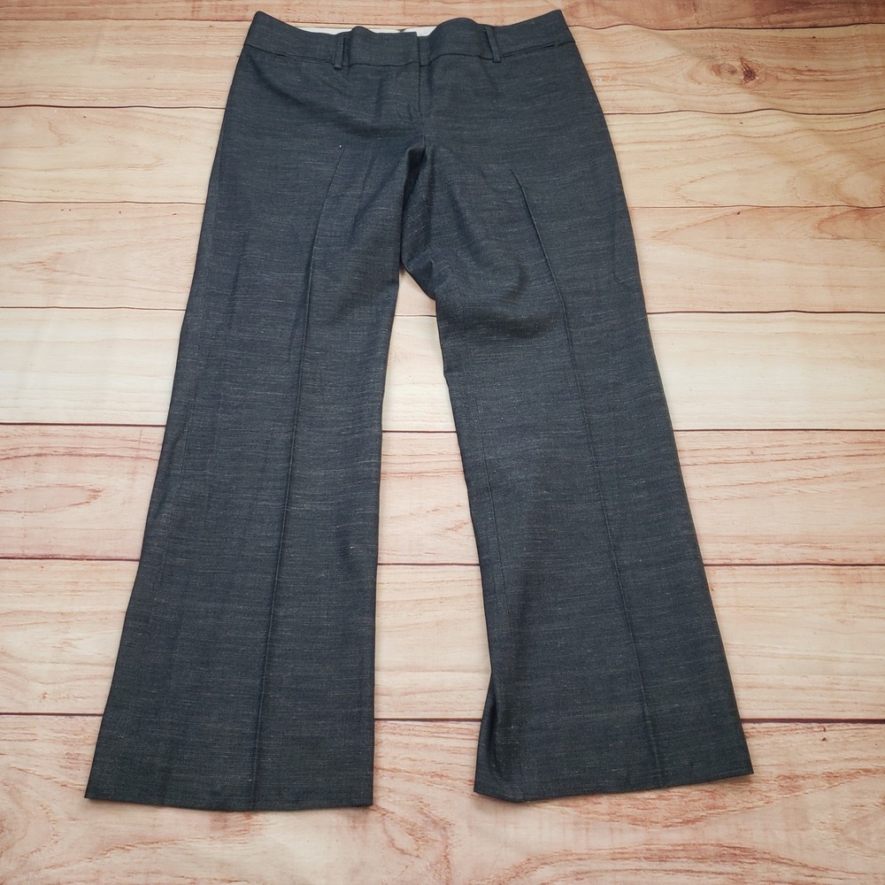 Ann Taylor Marisa Trouser Pants Womens 14 Gray Wide Leg Linen Blend Professional
